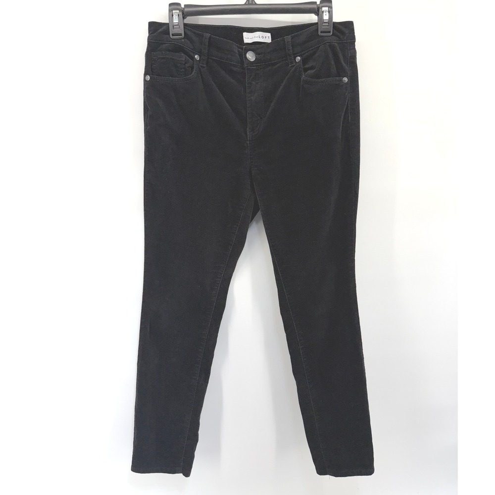 LOFT Corduroy Skinny Pants Womens 8P Black Excellent Stretch 5-Pocket Casual